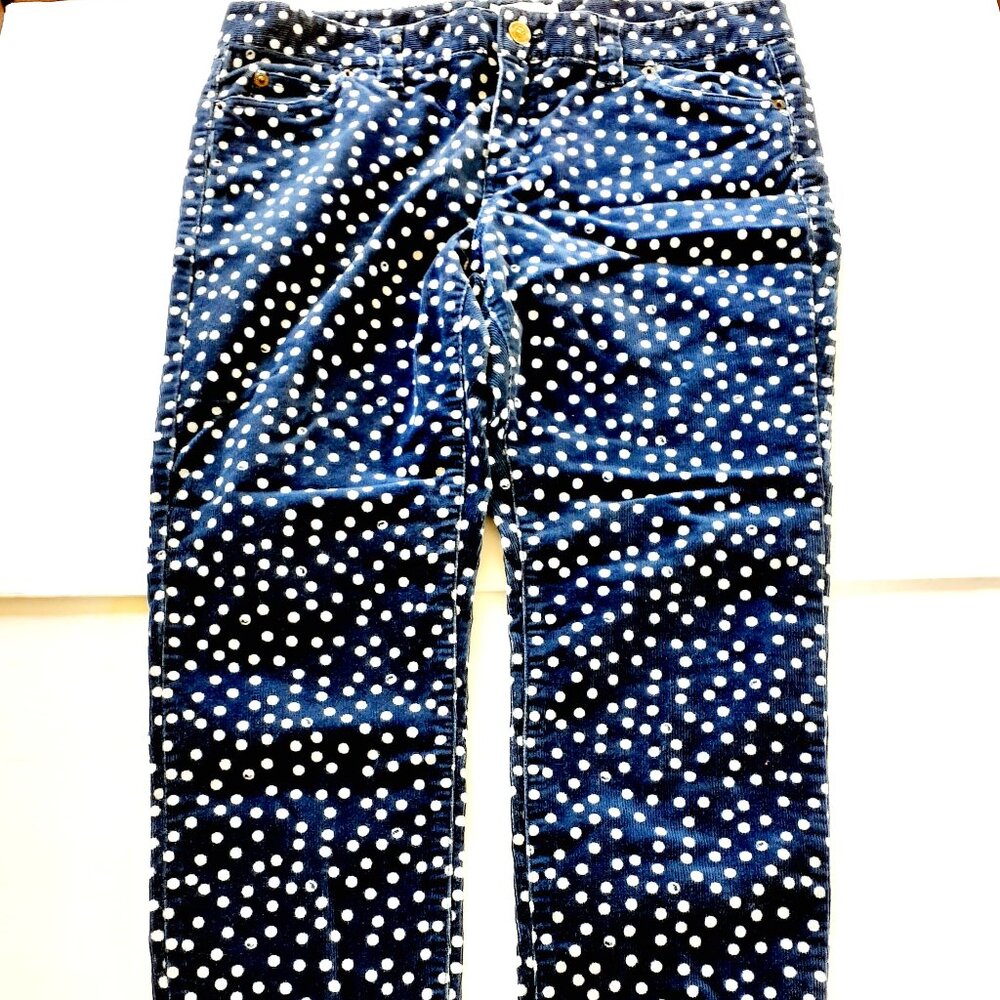 Vineyard Vines Women's Pants Polka Dot Corduroy Navy  Ankle Skinny Size 10